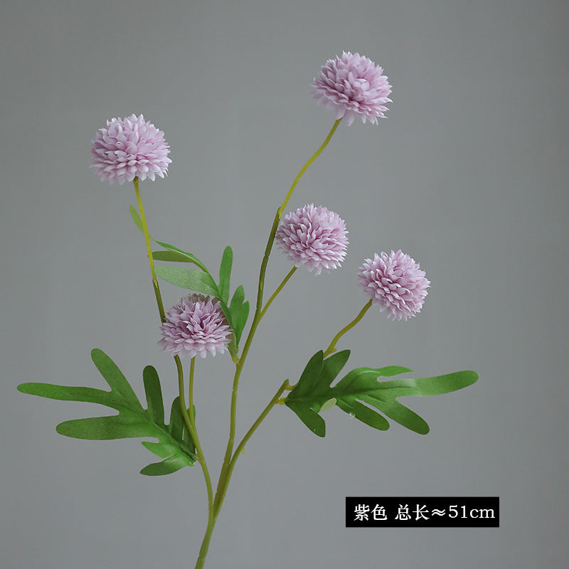 Artificial 5-Dandelion Ball Chrysanthemum - Simulated Faux Blooms for Home Decor, DIY Crafts & Photo Props