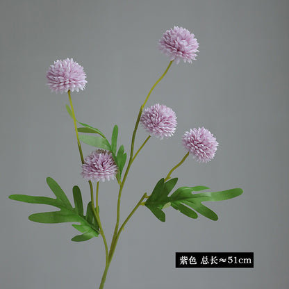 Artificial 5-Dandelion Ball Chrysanthemum - Simulated Faux Blooms for Home Decor, DIY Crafts & Photo Props