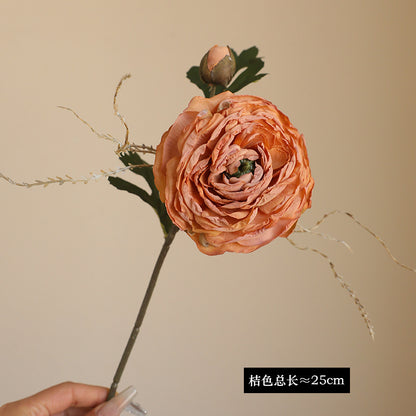 2 Burnt Edge Revealing Lotus Flowers - Simulated Autumn Color Faux Florals for Fall Decor, Table Centerpieces
