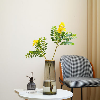 Artificial Single Plant with 2 Yellow Locust Flowers - Faux Blooms for Garden-Style Decor, Home Accents