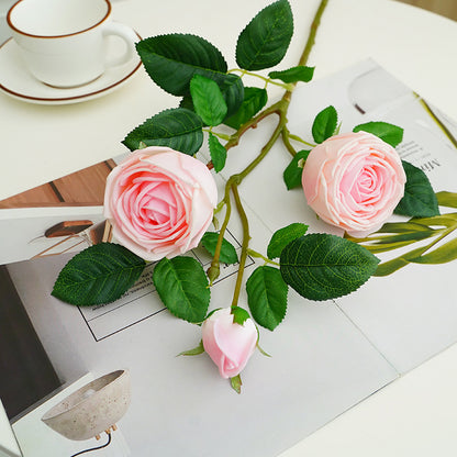 ins fresh simulated rose single branch 3 head feel moisturizing rose