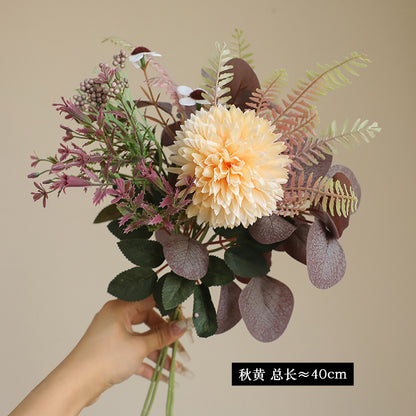 Simulated Eucalyptus & Chrysanthemum Dried Flowers - Faux Greenery & Florals for Home Decor, Vase Arrangements