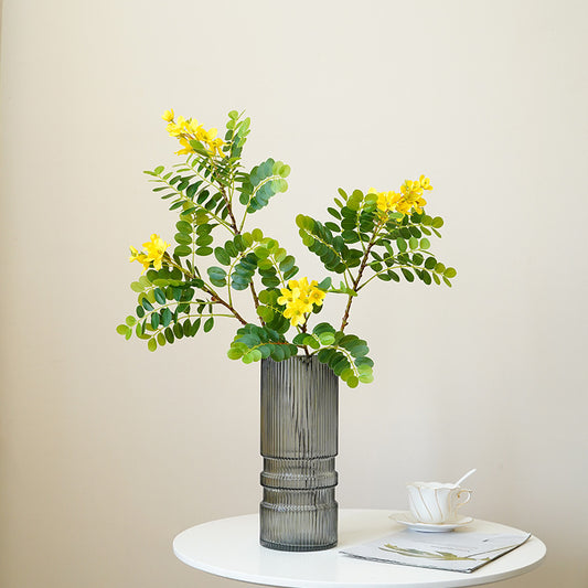 Artificial Single Plant with 2 Yellow Locust Flowers - Faux Blooms for Garden-Style Decor, Home Accents