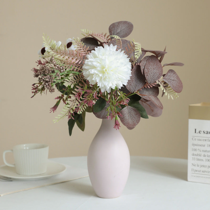 Simulated Eucalyptus & Chrysanthemum Dried Flowers - Faux Greenery & Florals for Home Decor, Vase Arrangements
