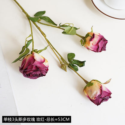 Baked edge rose artificial flower