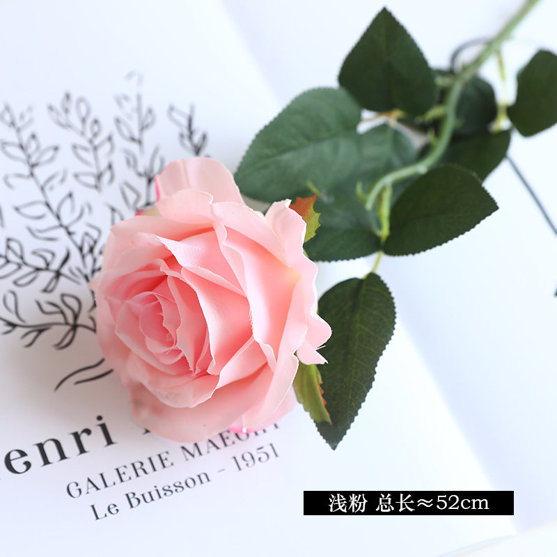 Simulation single branch silk cloth rose