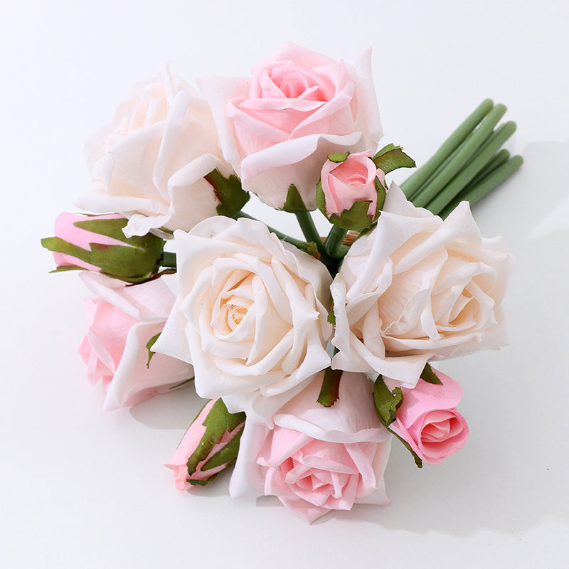 10-head hand-feeling simulated roses tied together, moisturizing and adhesive roses for brides to hold