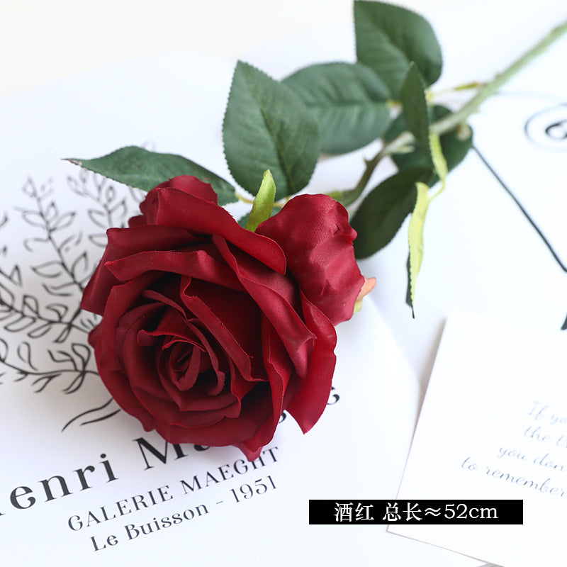 Simulation single branch silk cloth rose