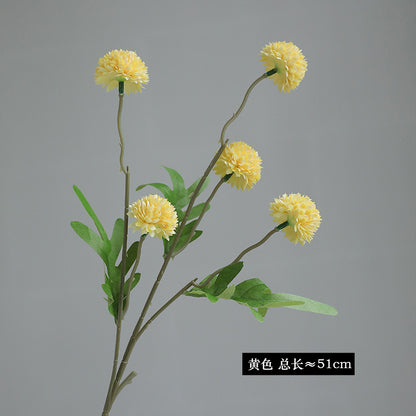 Artificial 5-Dandelion Ball Chrysanthemum - Simulated Faux Blooms for Home Decor, DIY Crafts & Photo Props