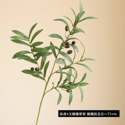 Simulated green olive branch 4 forks with fruit