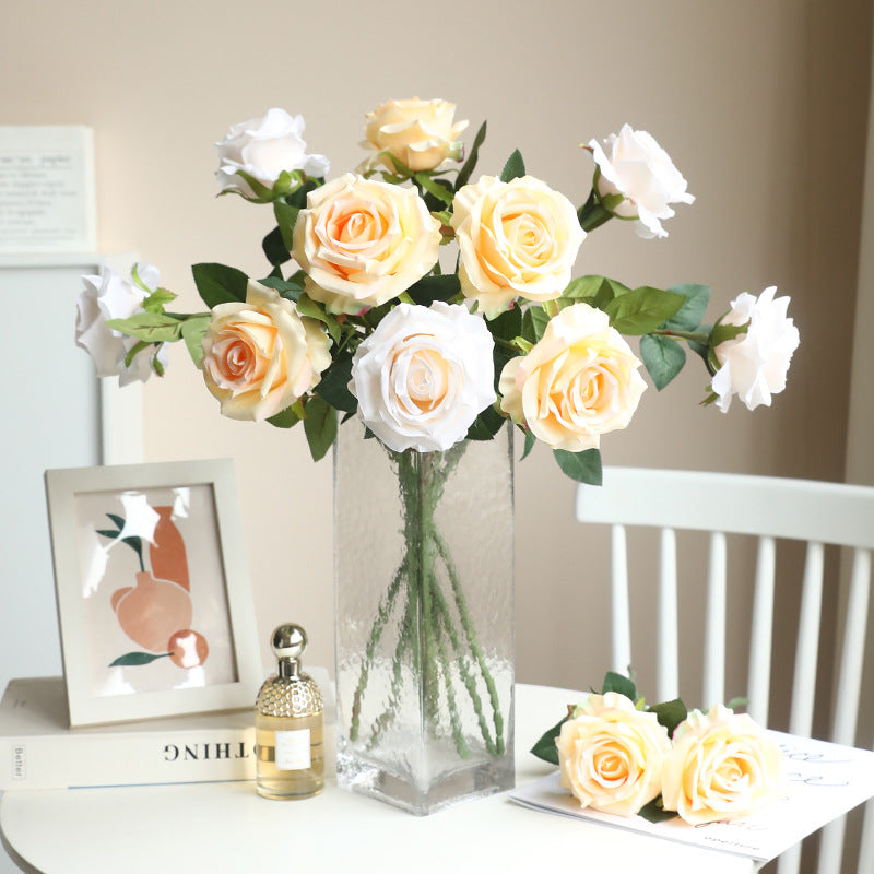 Simulation single branch silk cloth rose