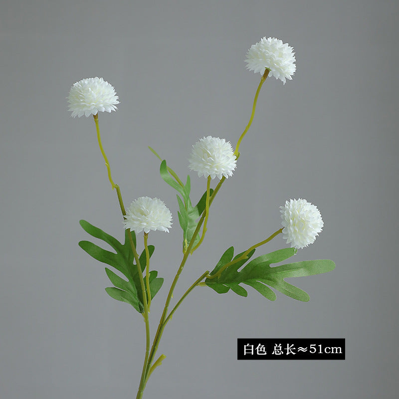 Artificial 5-Dandelion Ball Chrysanthemum - Simulated Faux Blooms for Home Decor, DIY Crafts & Photo Props
