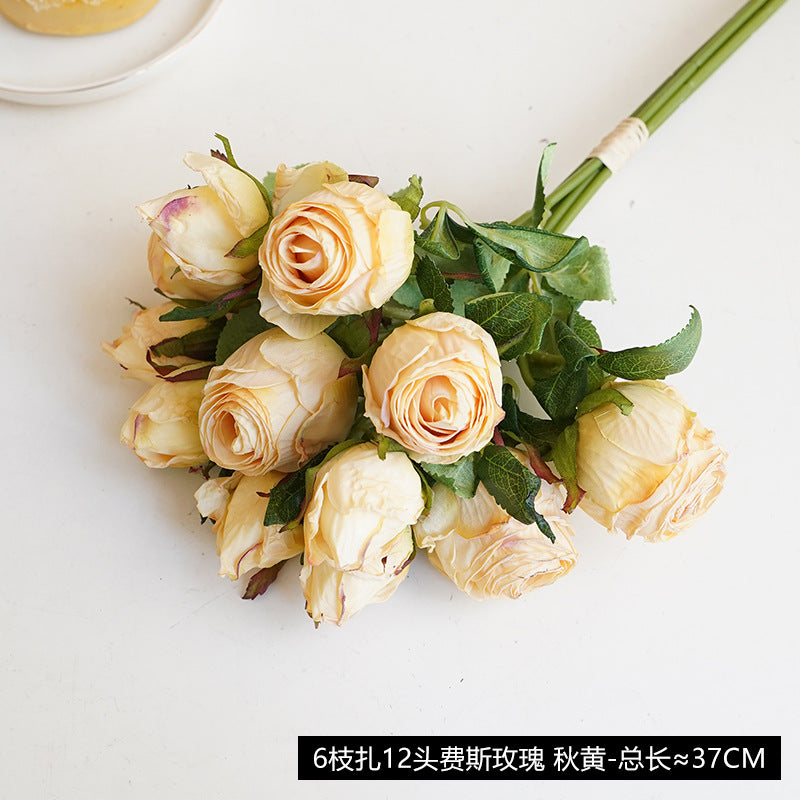 Baked edge rose artificial flower