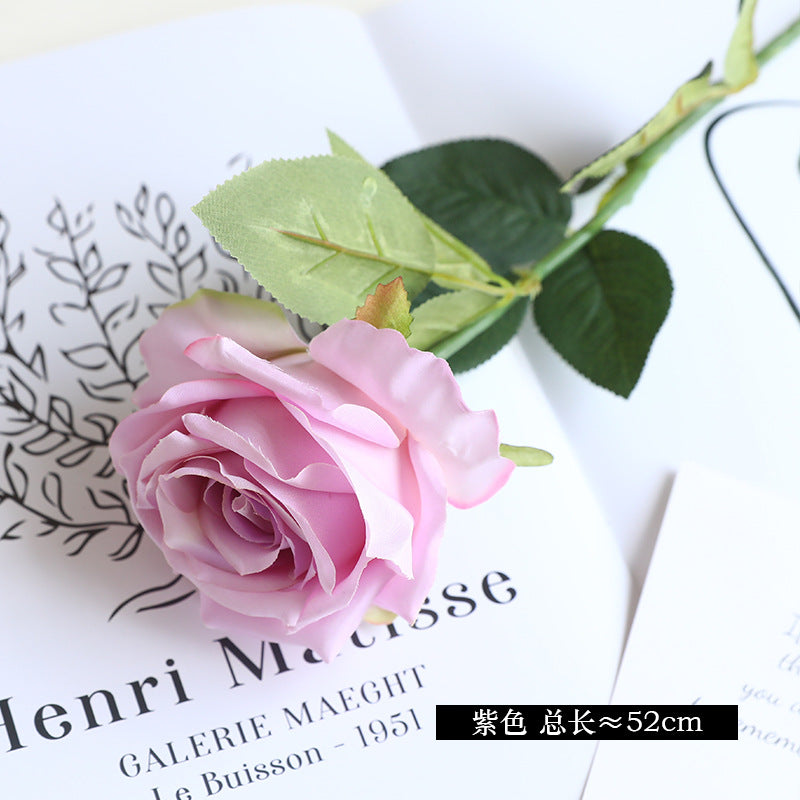 Simulation single branch silk cloth rose